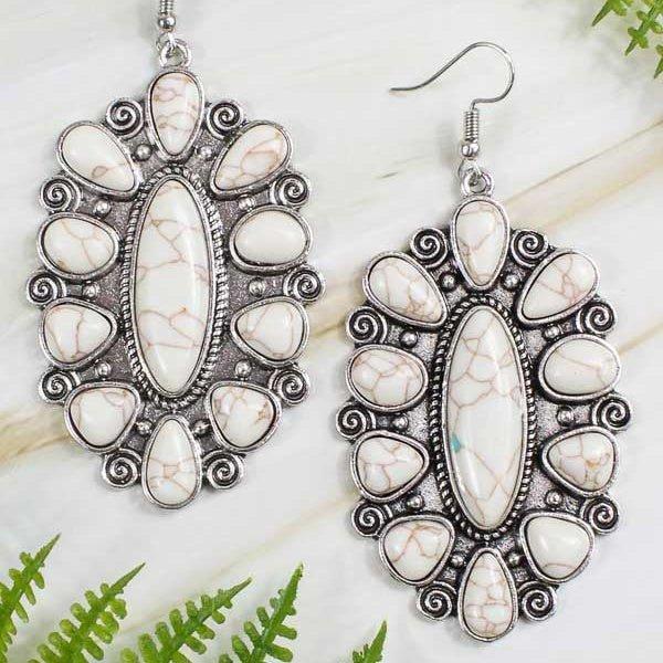 Western Scroll & Stone Earrings- 4 Colors Product Image