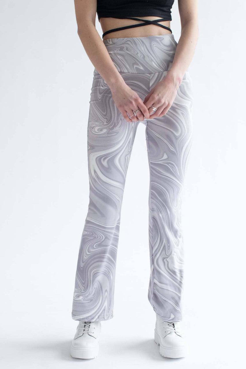Grey Marble Print Bell Bottoms Product Image