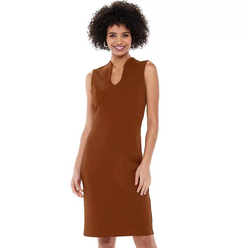 Womens Nina Leonard U-Neck Midi Sheath Dress Blue Product Image