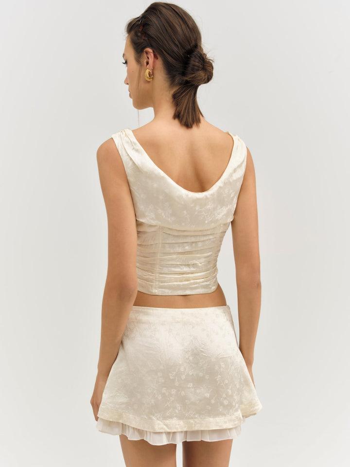 Carla Jacquard Mini Skirt — Ivory Product Image