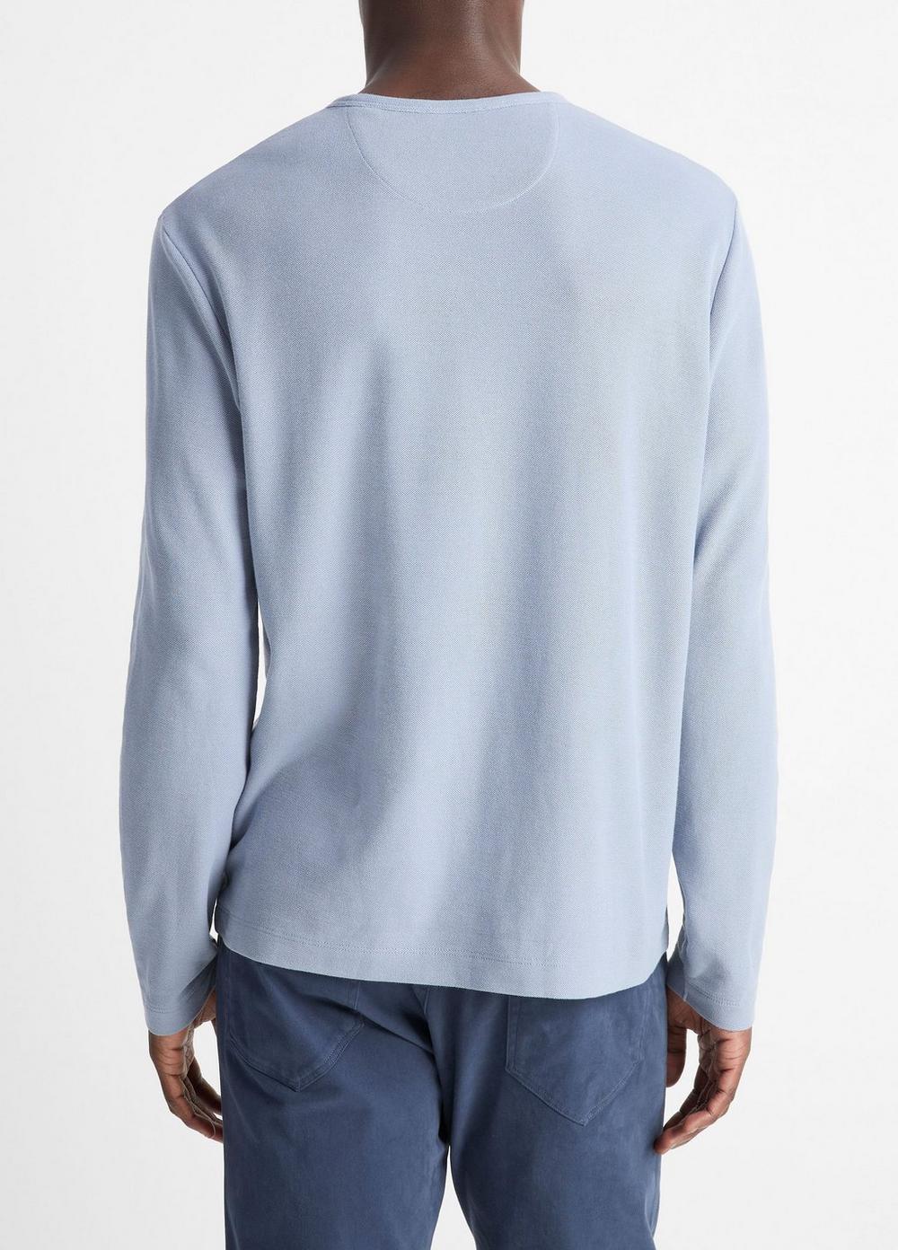 Mens Pima Cotton Piqu Long-Sleeve T-Shirt, Black, Size S Vince Product Image