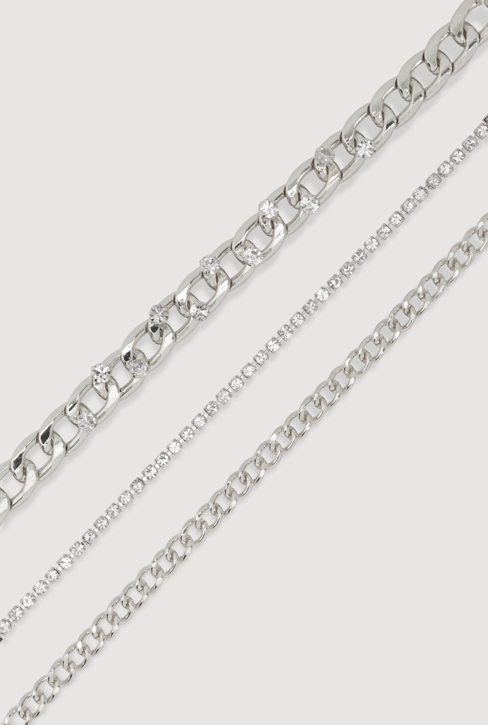 Cubic Zirconia Chain Anklets Set of 3 Female Product Image