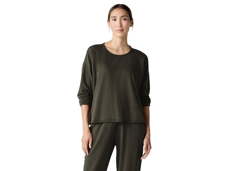 Eileen Fisher Round Neck Cropped Box Top (Wren) Women's Clothing Product Image