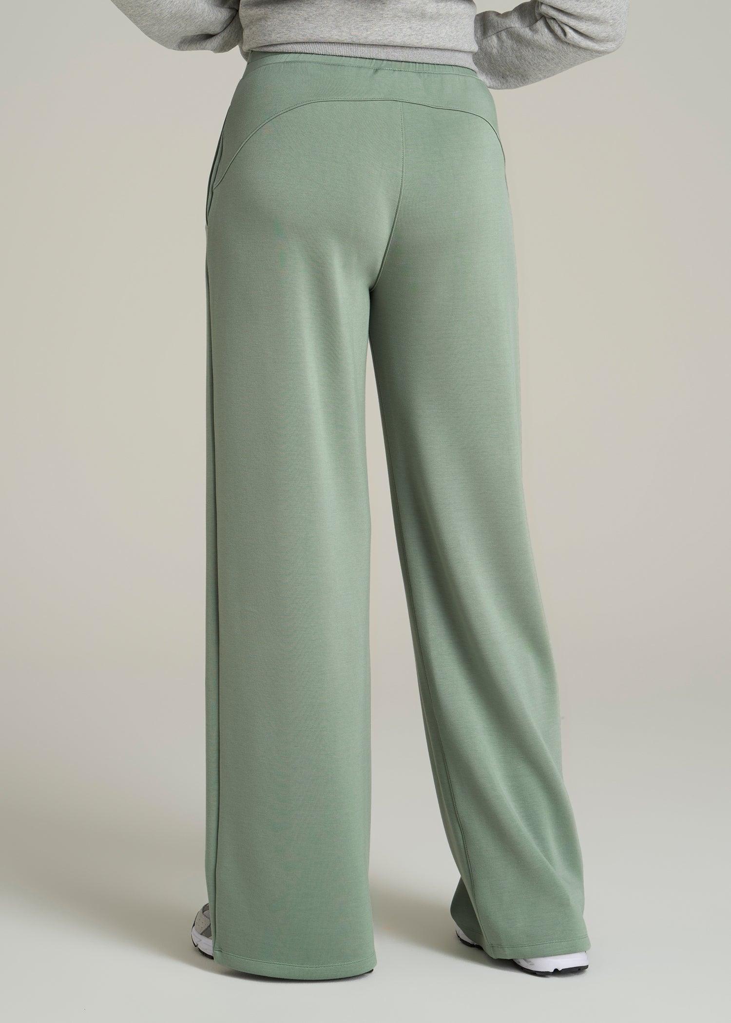 Pull-On Tie Waist Wide Leg Pants for Tall Women in Seagrass Product Image