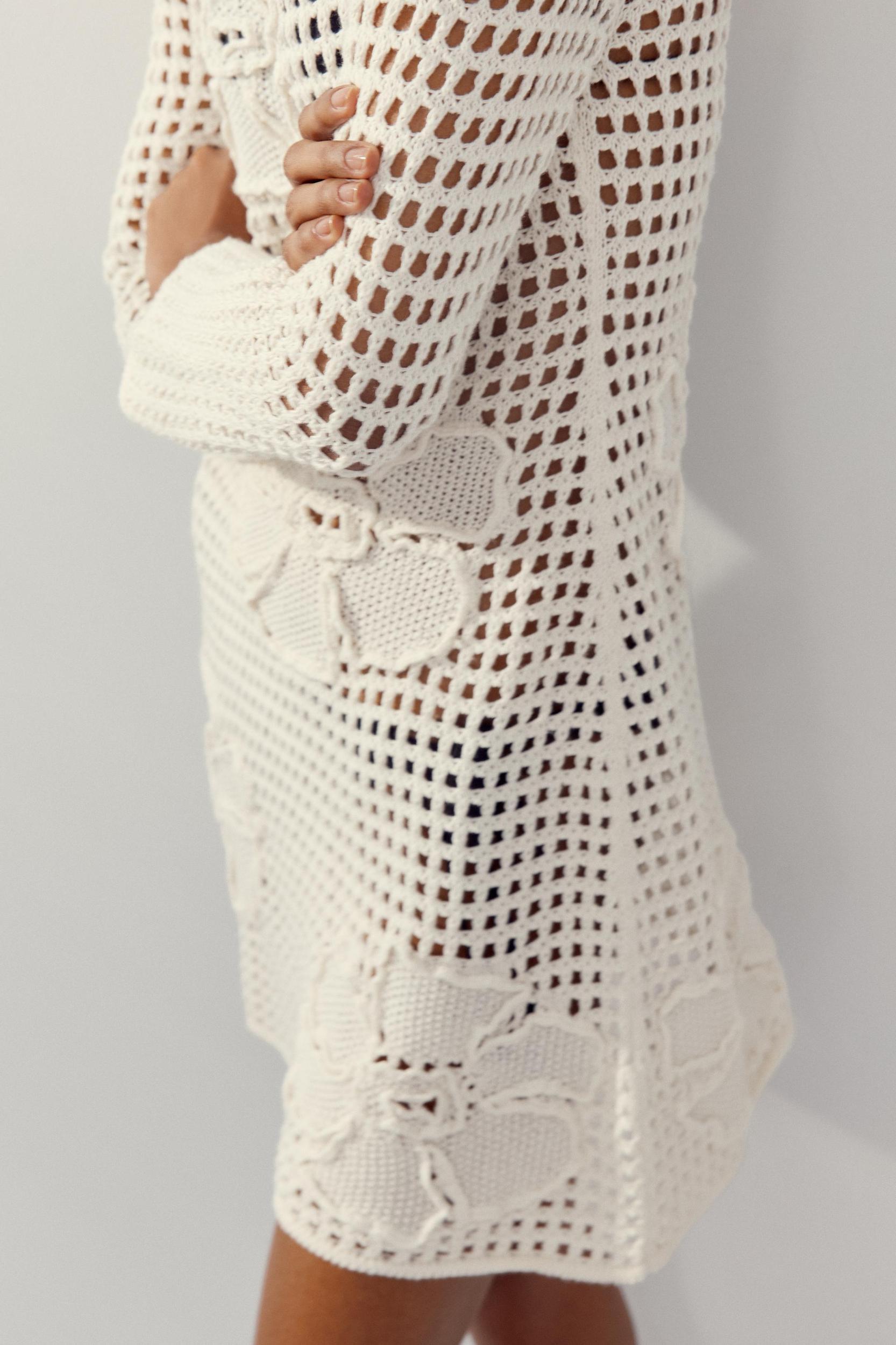 FLORAL CROCHET KNIT DRESS Product Image