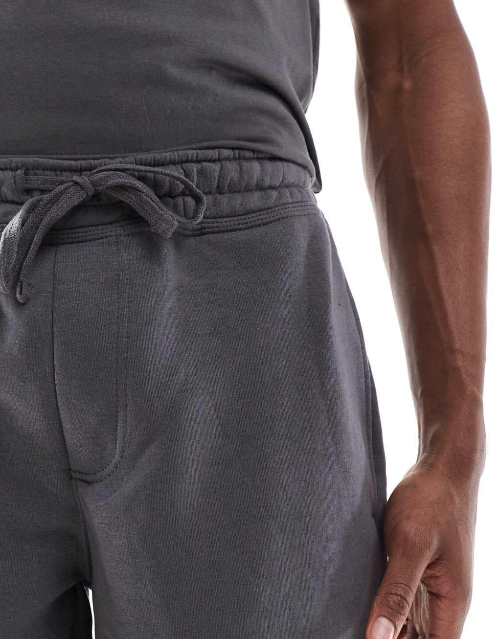 Pull&Bear lounge T-shirt and shorts set in dark gray Product Image