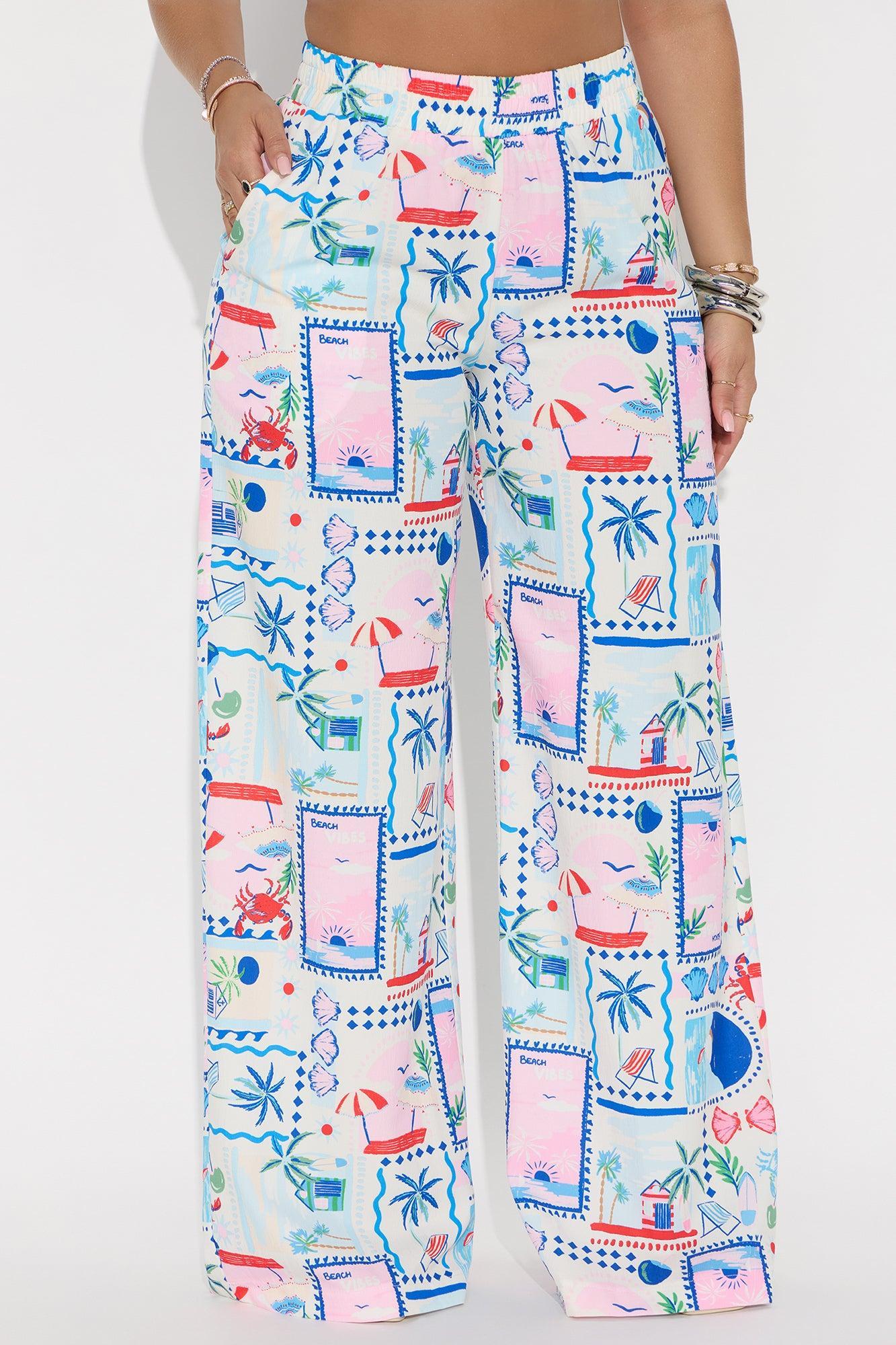 Only Beach Vibes Wide Leg Airflow Pant - White/combo Product Image