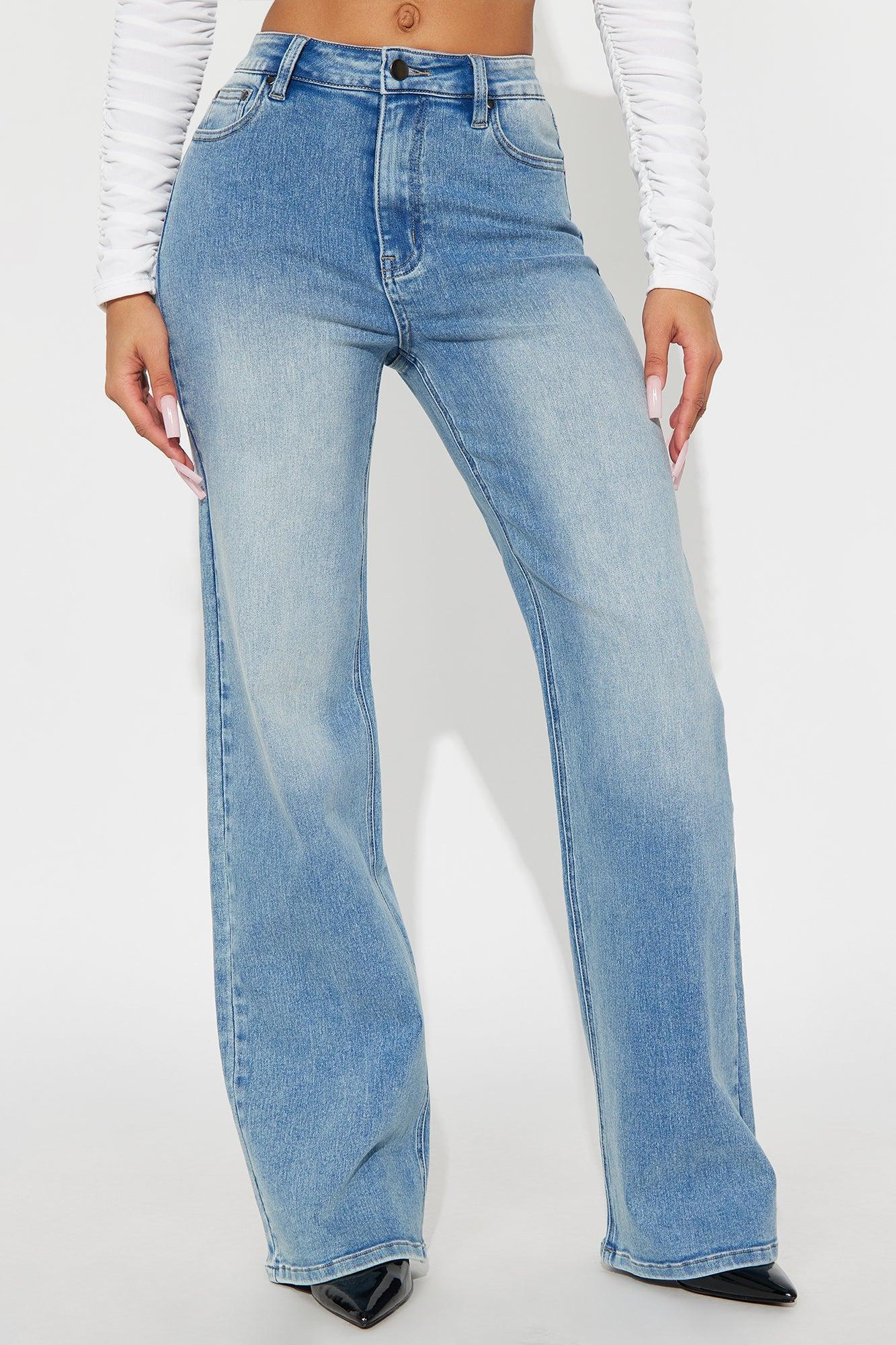 Make My Day Stretch Wide Leg Jeans - Vintage Wash Product Image