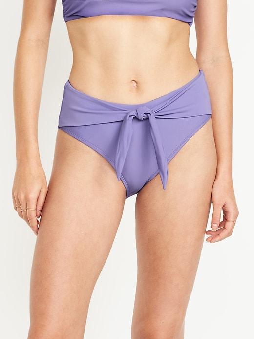 High-Waisted Bikini Swim Bottoms Product Image