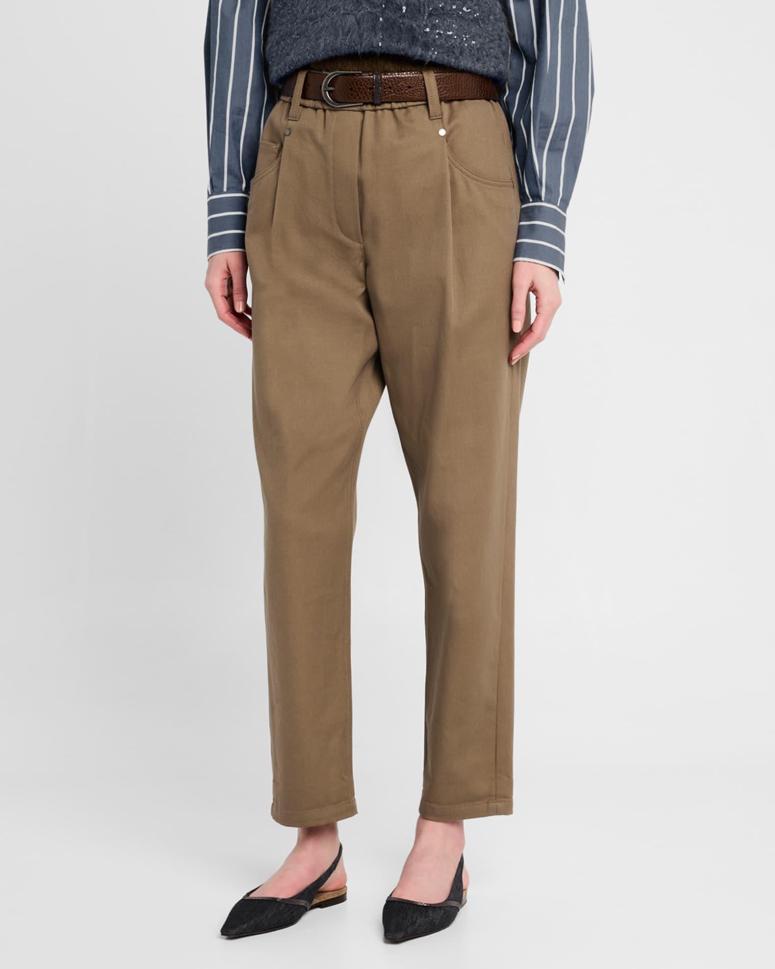 Cotton Twill Straight-Leg Ankle Pull-On Pants Product Image