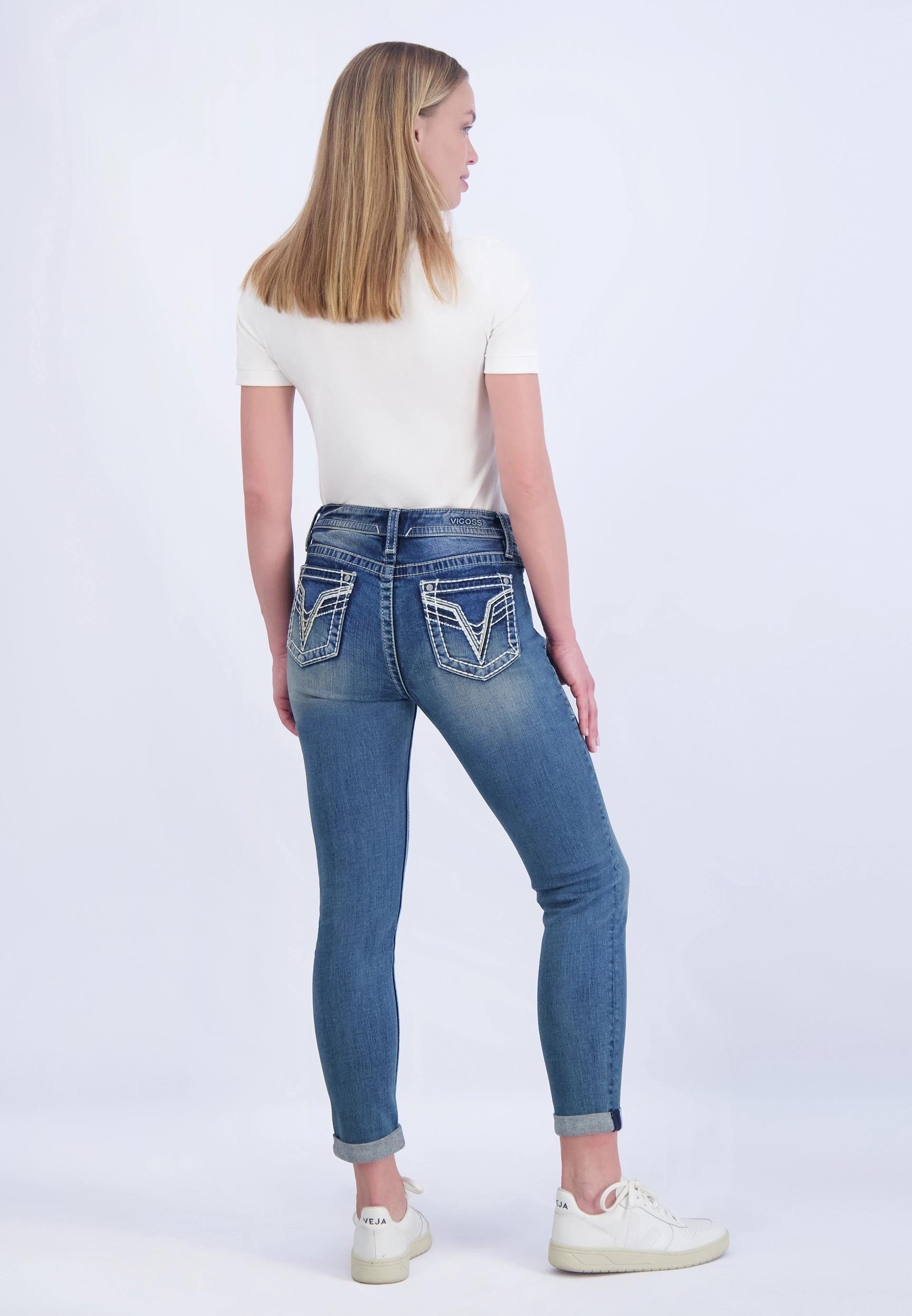 Vigoss Vigoss Womens Mid Rise Arrow Stitch Tomboy Jeans Blue Size 8 - Maurices Product Image