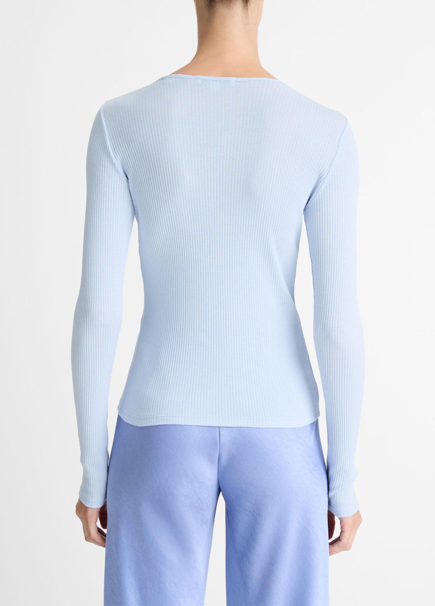 Womens Ribbed Pima Cotton Long-Sleeve T-Shirt, Light Butter, Size M Vince Product Image