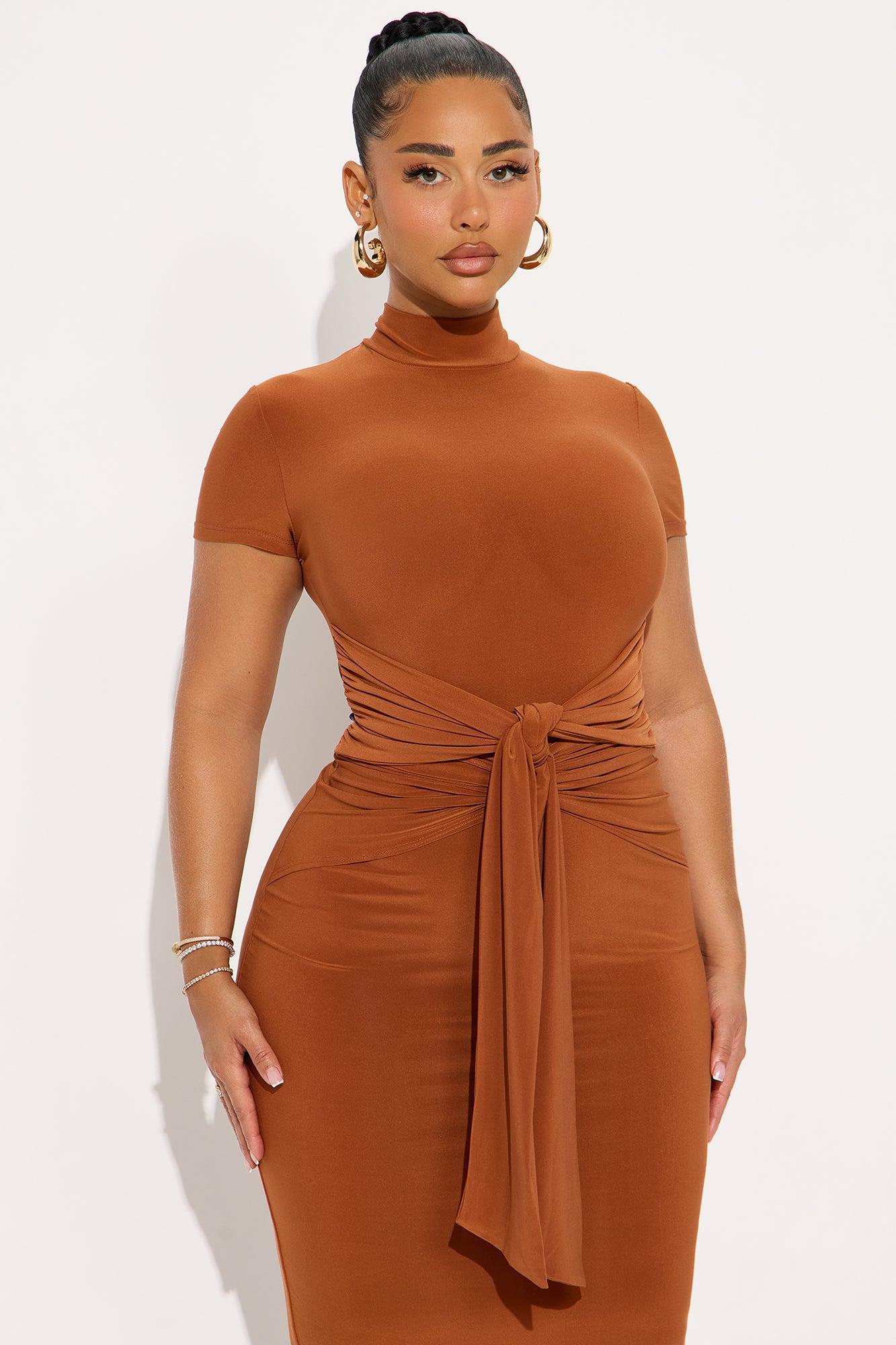 Playful Kiss Midi Dress - Rust Product Image