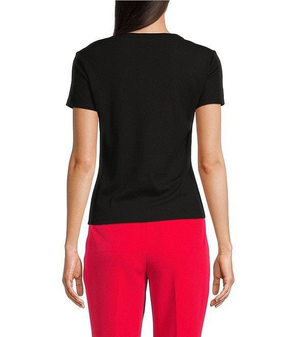 DKNY By Donna Karan Twist Crew Neck Short Sleeve Rib-Knit Top Product Image