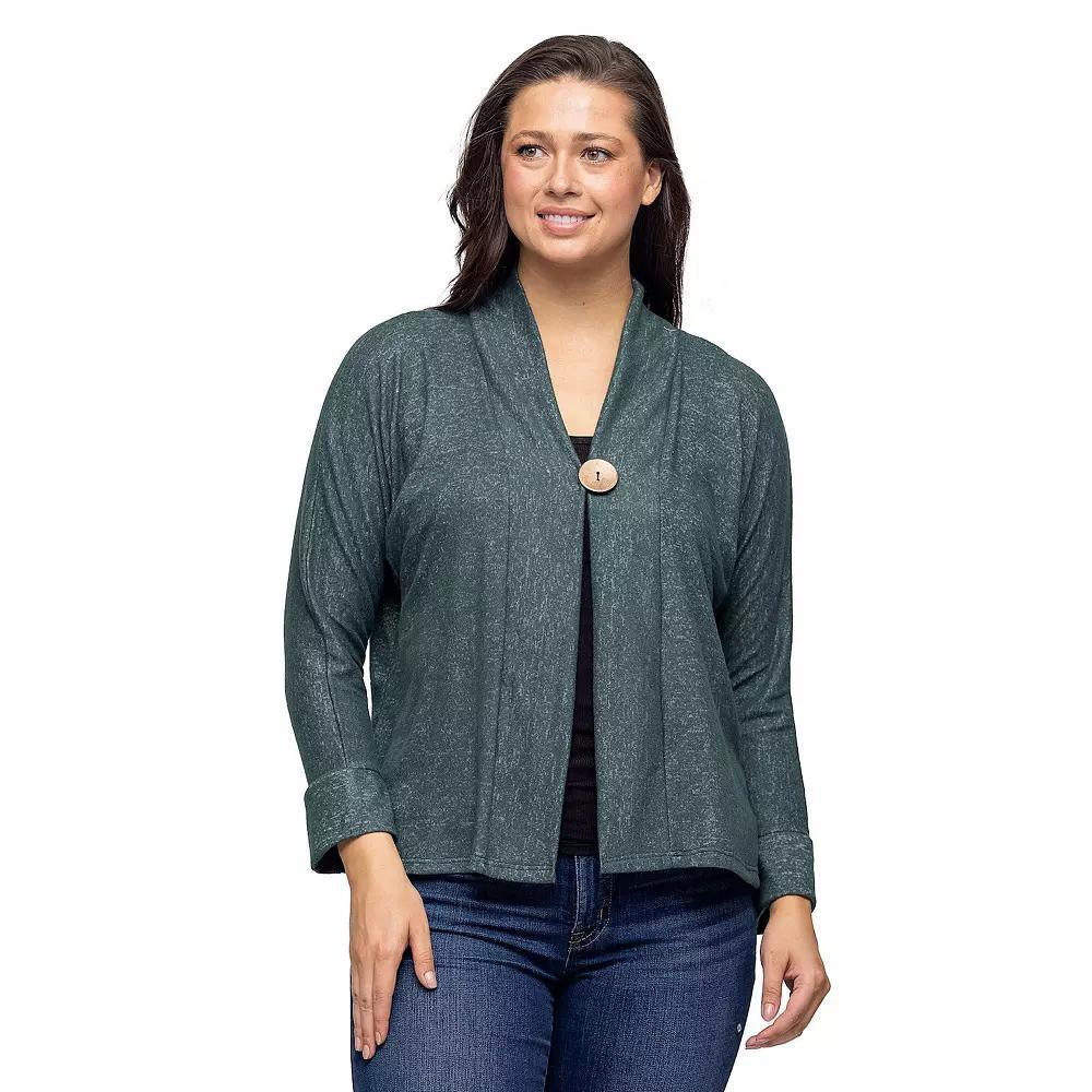 Women's 24Seven Comfort Apparel Single Button Cardigan, Size: XL, Hunter Product Image