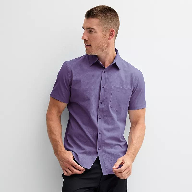 Men's FLX Slim Performance Untucked-Fit Button Down Shirt, Size: Small SLIM, Blue Beauty Product Image