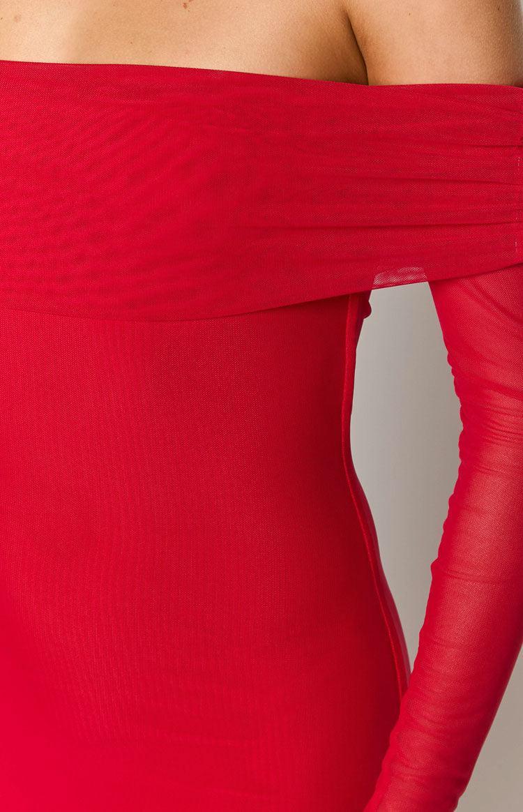 Coraline Red Long Sleeve Maxi Dress Product Image