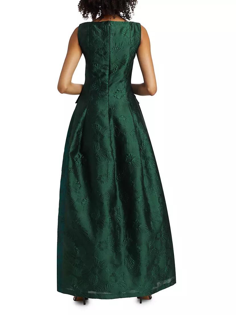Womens Floral Jacquard A-Line Gown Product Image