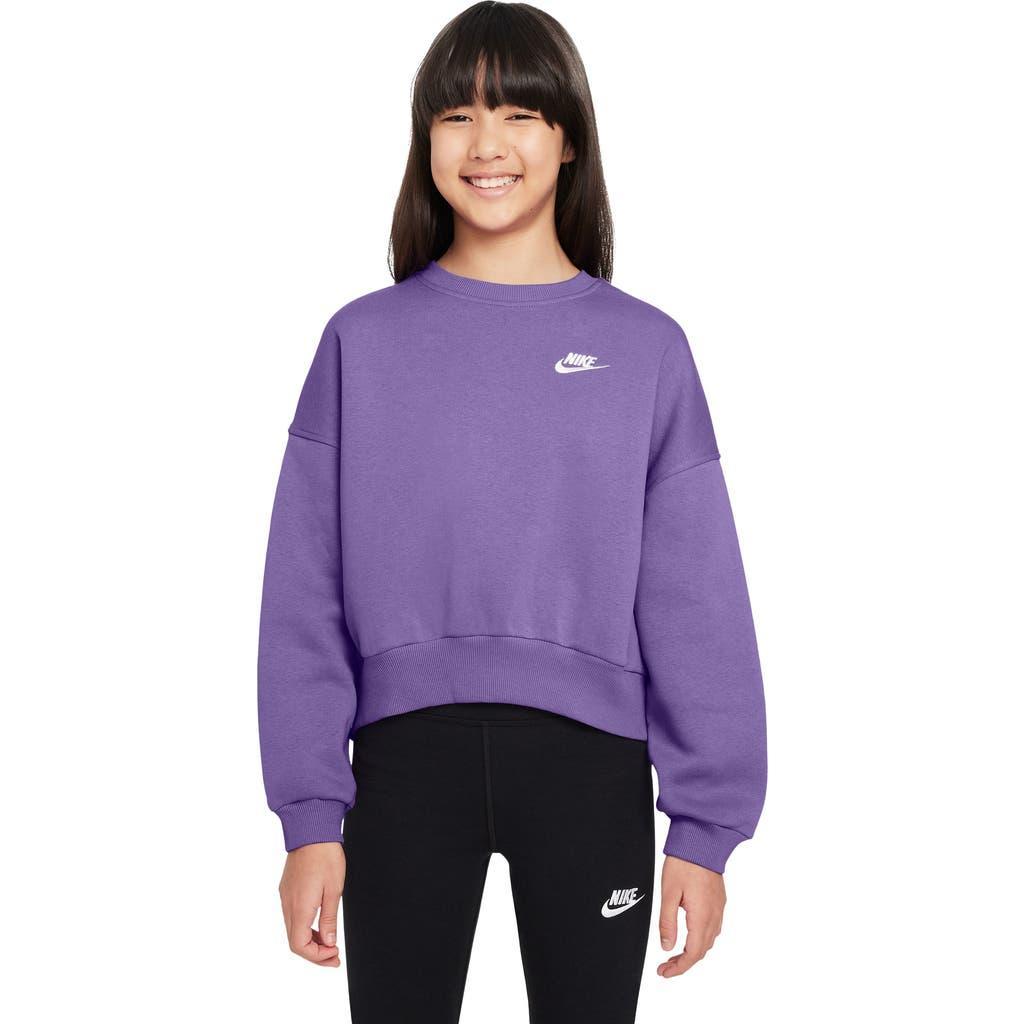 Nike Kids' Sportswear Club Fleece Crewneck Sweatshirt in Black Raspberry/White at Nordstrom Product Image