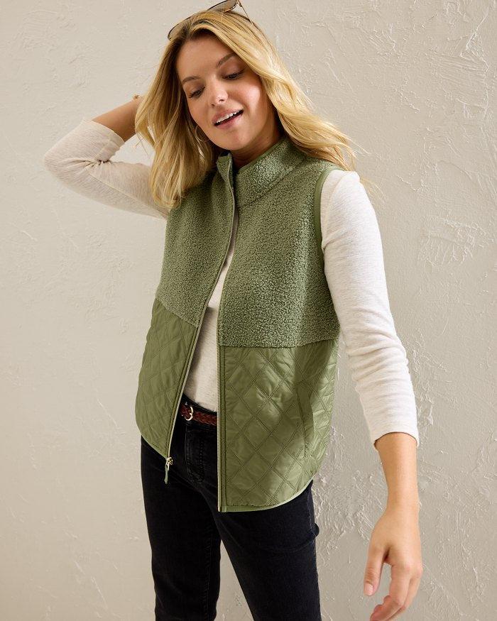 Tommy Bahama Faux Sherpa Sage Hybrid Vest Product Image