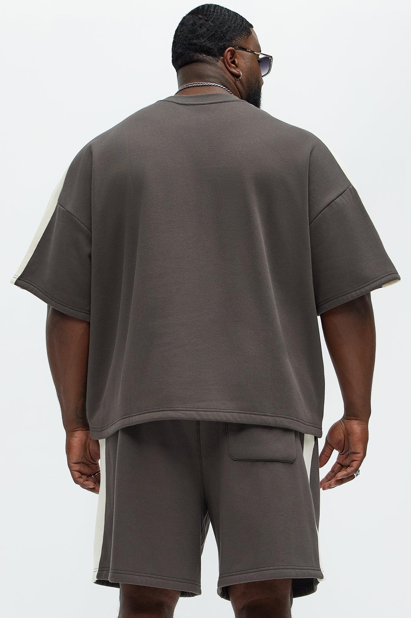 Tyson Oversized Heavyweight Striped Tee - Olive Product Image