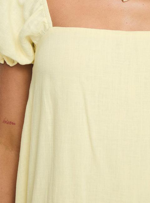 Beyond Linen Blend Mini Dress Yellow Product Image