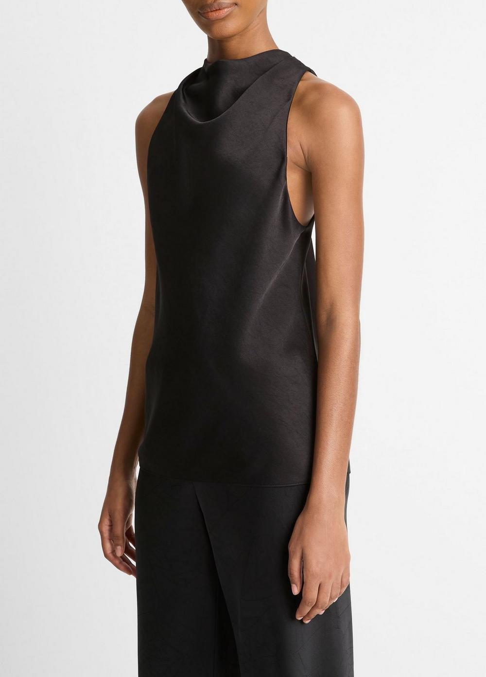 Womens Satin Cowl-Neck Bias Top, Black Rose, Size XL Vince Product Image