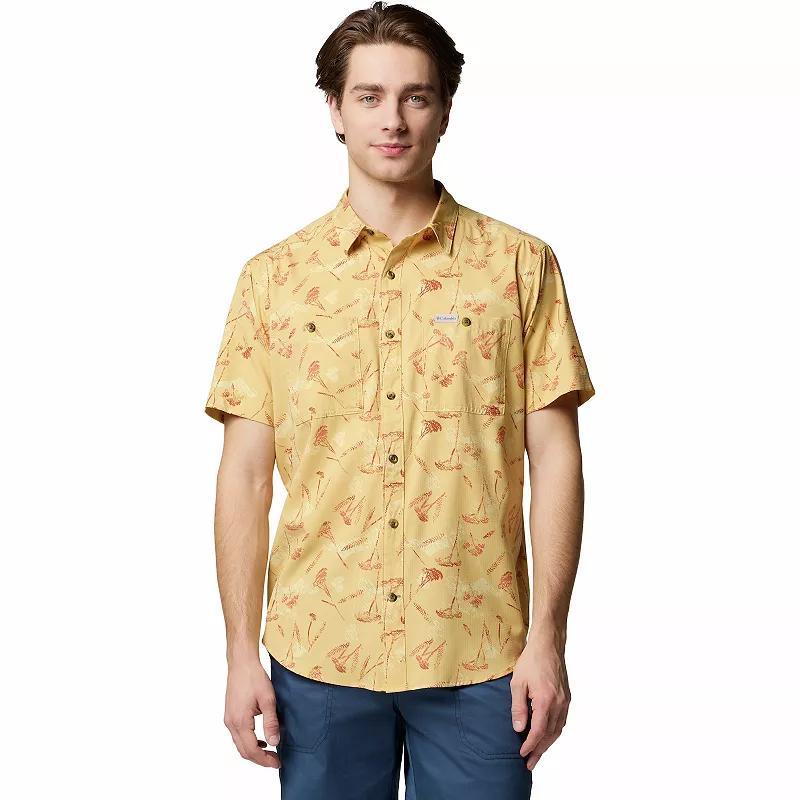 Men's Columbia UPF 40 Utilizer Printed Short Sleeve Button-Down Shirt, Size: XXL, Brown Yarrow Mirage Product Image