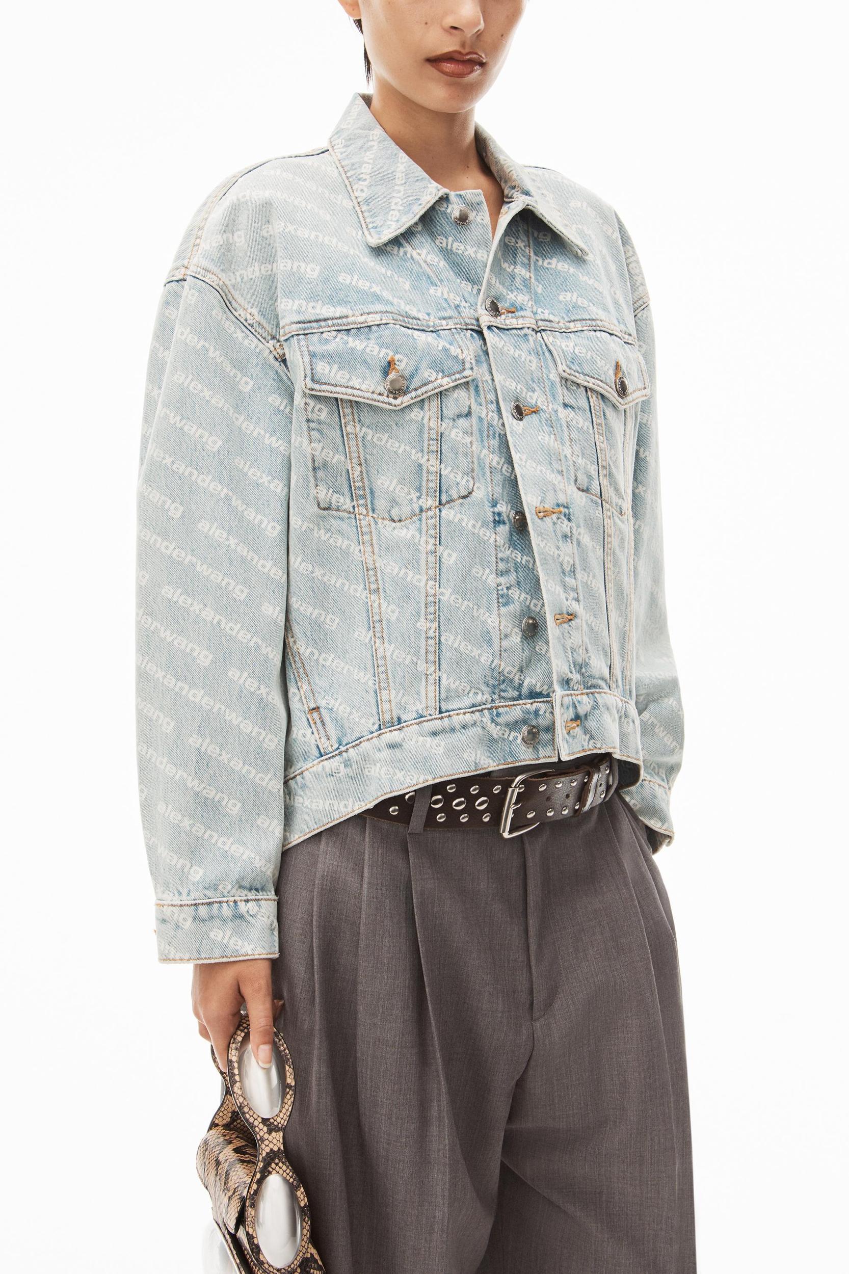 Falling Back Logo Jacket In Pebble Bleach Denim Product Image