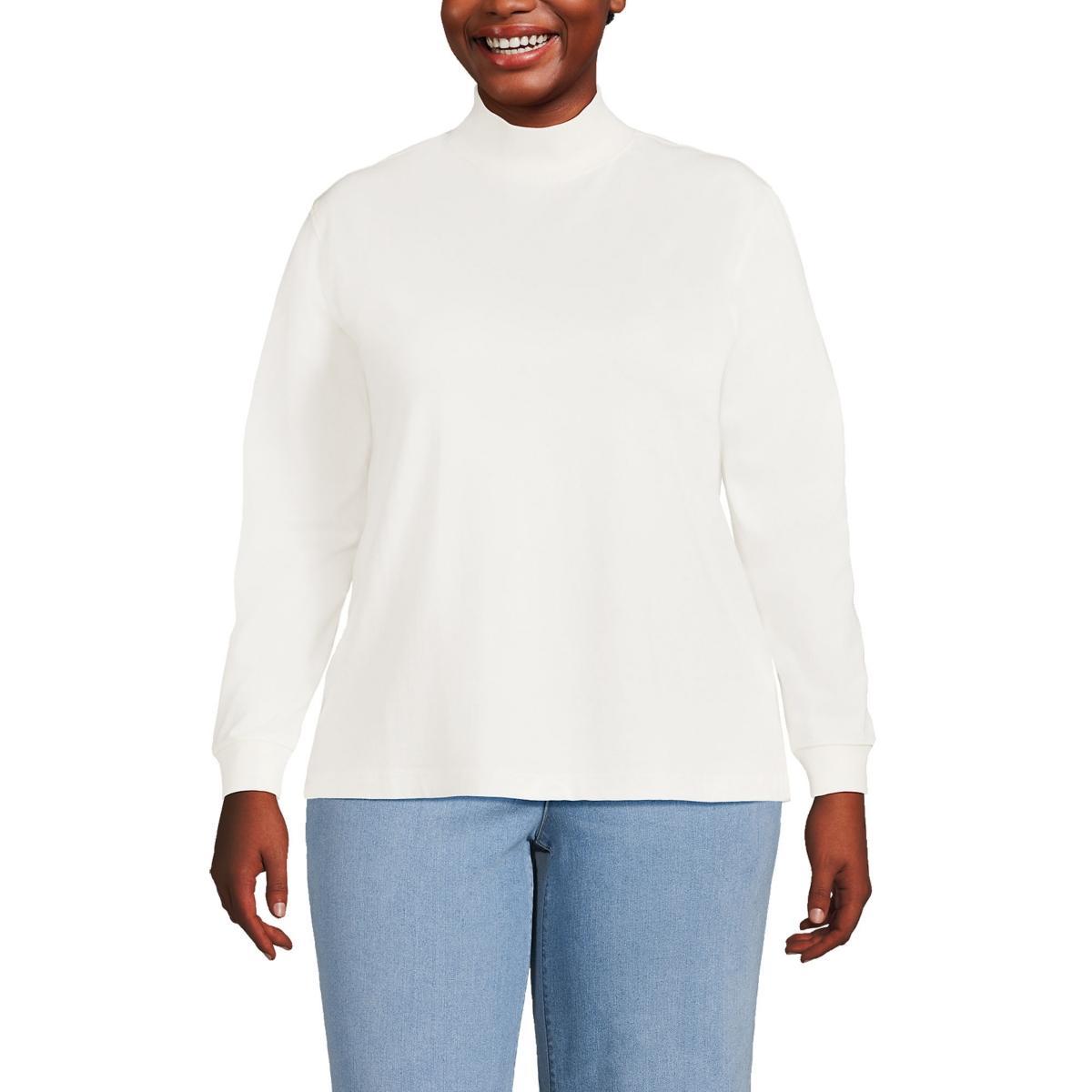 Petite Lands' End Long Sleeve Super T Mock Neck Top, Women's, Size: Medium Petite, Grey Heather Product Image
