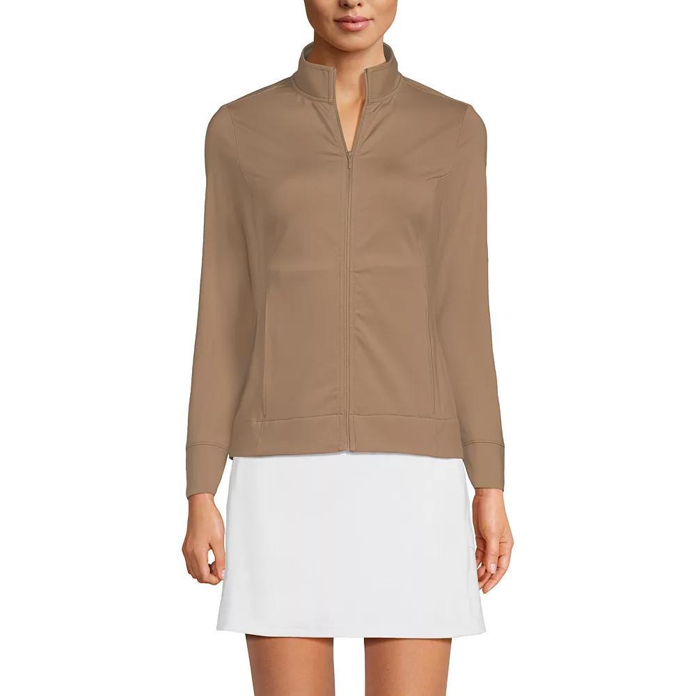 Women's Lands' End Long Sleeve High Impact Front Zip Jacket, Size: Large, Washed Green Product Image