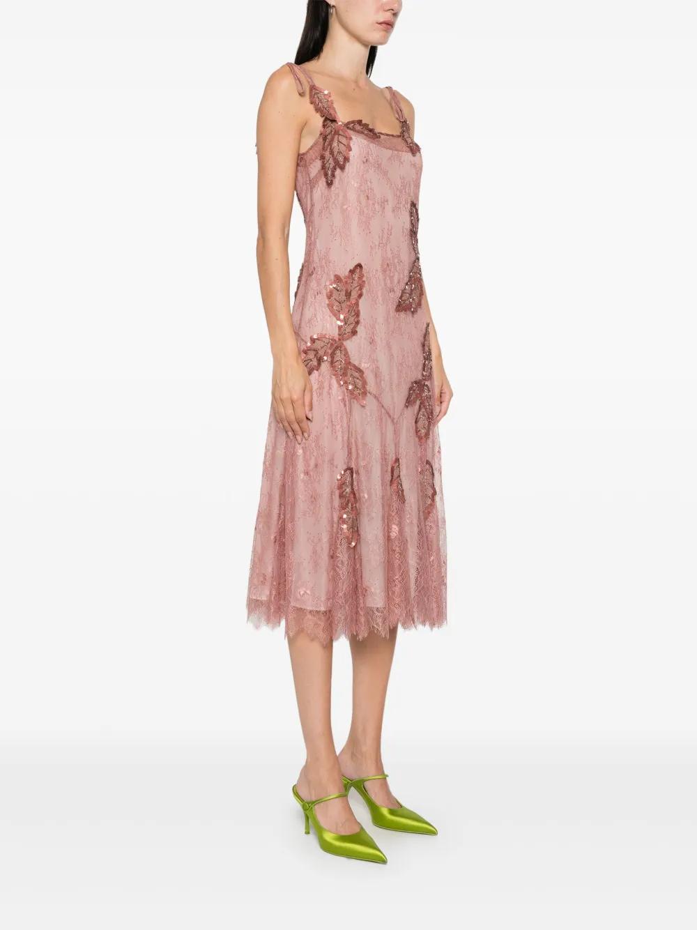 embroidery lace midi dress Product Image