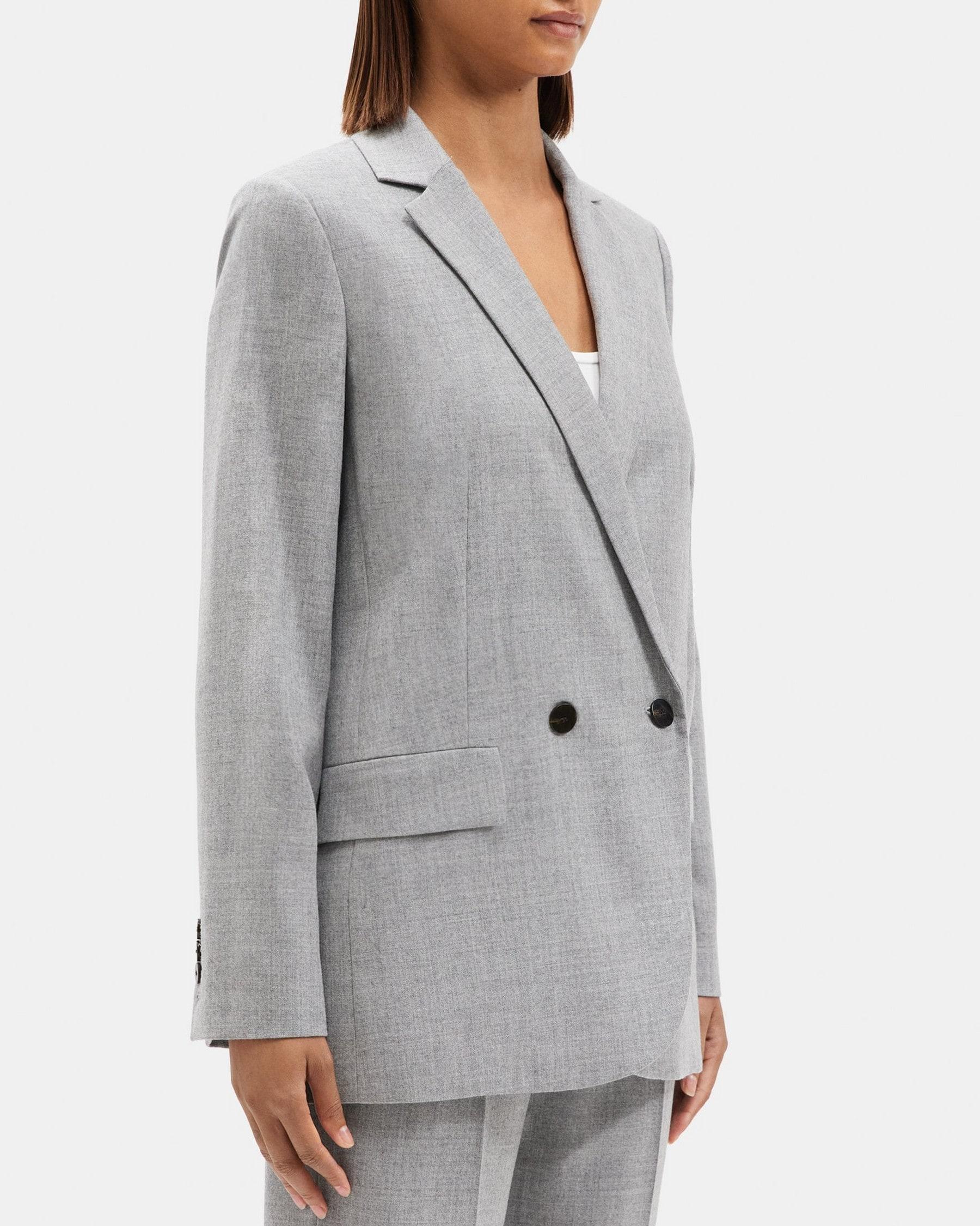 Double-Breasted Jacket in Wool Flannel Product Image