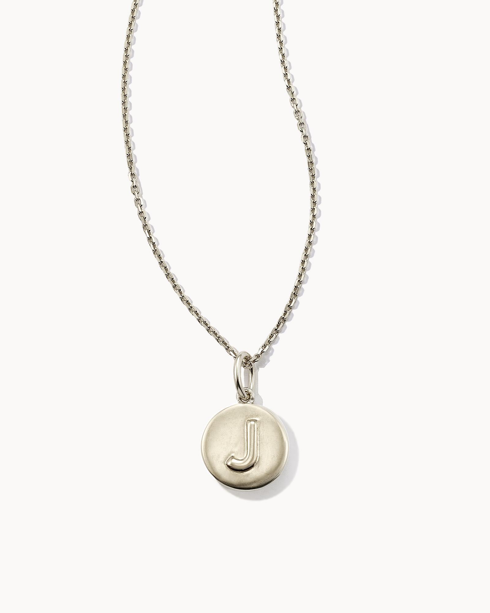 Kendra Scott Letter Q Coin Pendant Necklace in Oxidized Sterling Silver | Metal Product Image