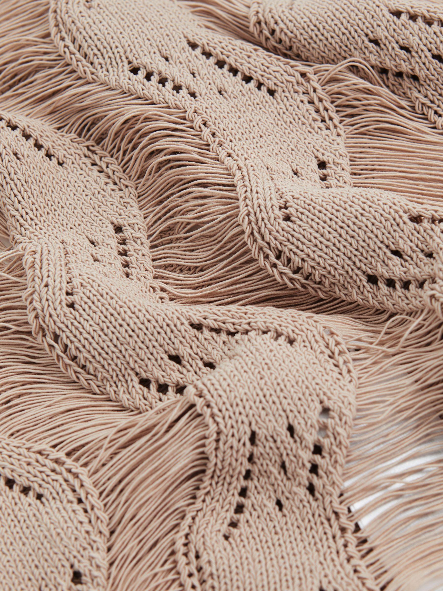 Cotton Blend Ladder Knit Top in Taupe Neutral Product Image