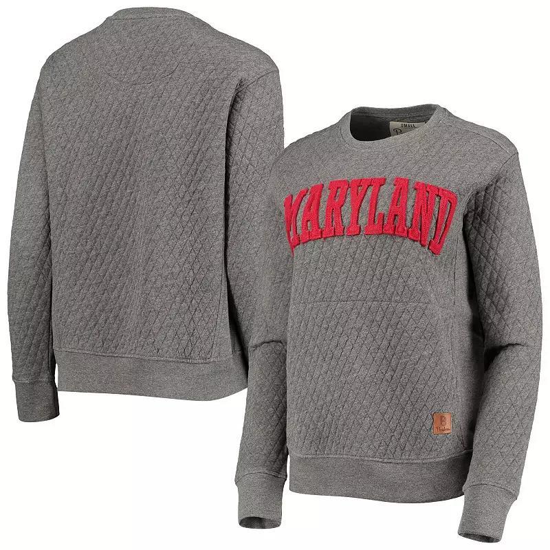 Women's Pressbox Heathered Gray Maryland Terrapins Moose Applique Quilted Pullover Sweatshirt, Size: Small, Grey Product Image