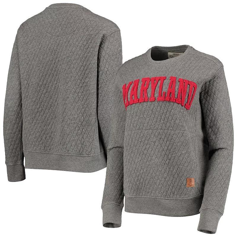 Women's Pressbox Heathered Gray Maryland Terrapins Moose Applique Quilted Pullover Sweatshirt, Size: Small, Grey Product Image