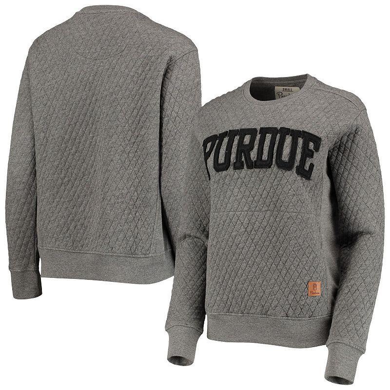 Women's Pressbox Heather Charcoal Purdue Boilermakers Moose Quilted Pullover Sweatshirt, Size: Medium, Grey Product Image