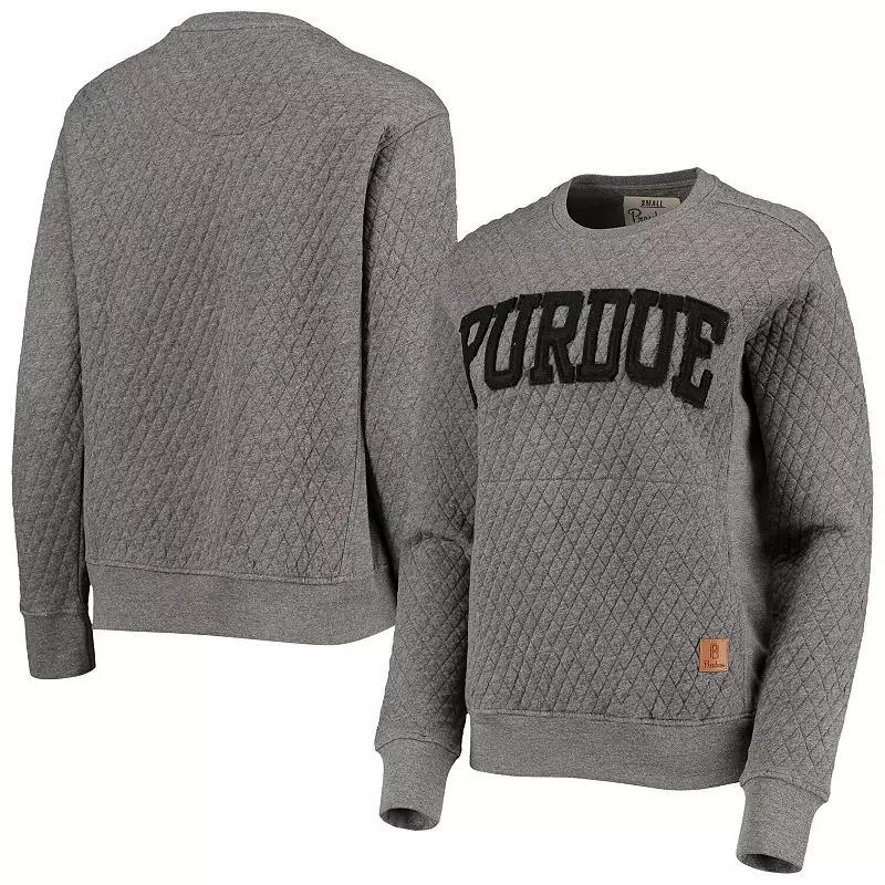 Women's Pressbox Heather Charcoal Purdue Boilermakers Moose Quilted Pullover Sweatshirt, Size: Medium, Grey Product Image