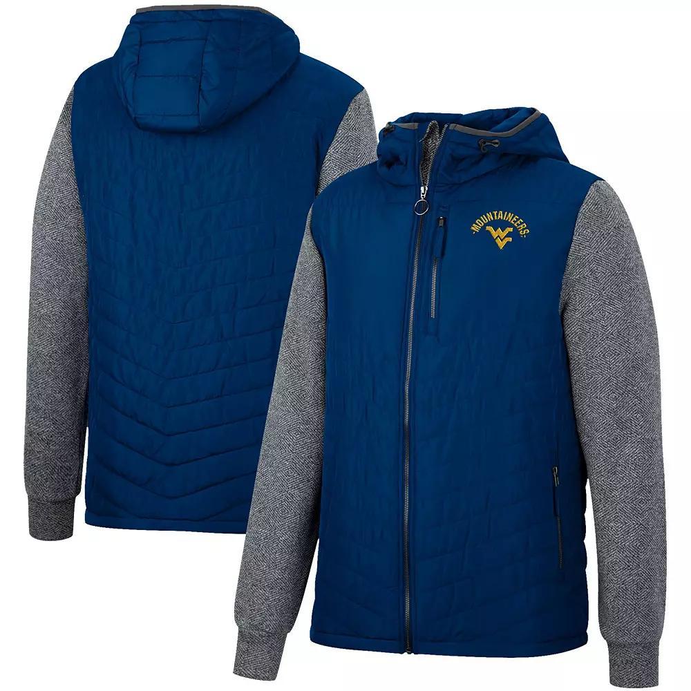 Men's Colosseum Navy West Virginia Mountaineers Course Herringbone Full-Zip Hoodie, Size: XL, Blue Product Image