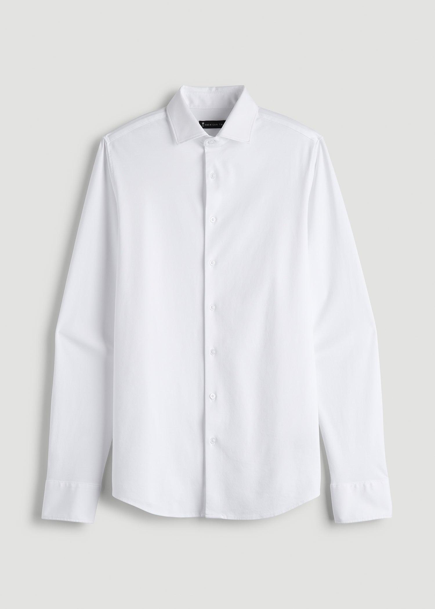 Stretch Jersey Dress Shirt for Tall Men in Optic White Product Image