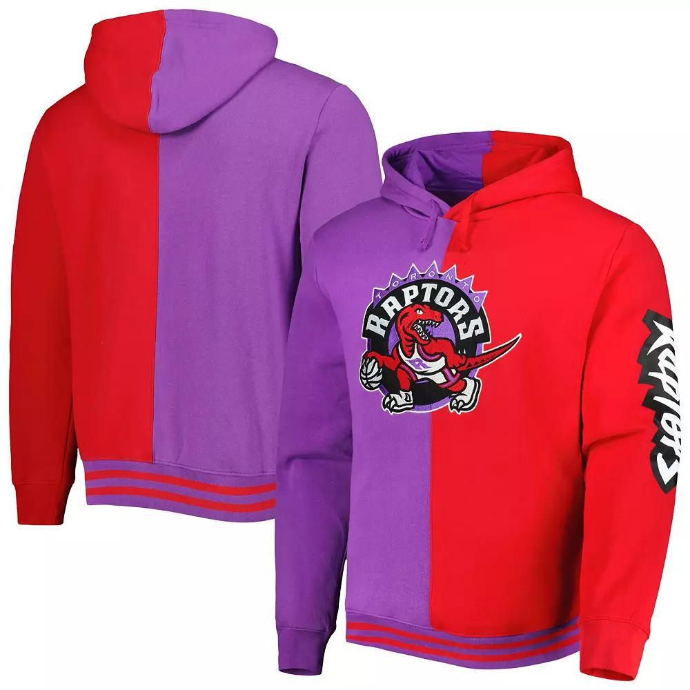 Men's Mitchell & Ness Purple/Red Toronto Raptors Hardwood Classics Split Pullover Hoodie, Size: 3XL, Rpt Purple Product Image
