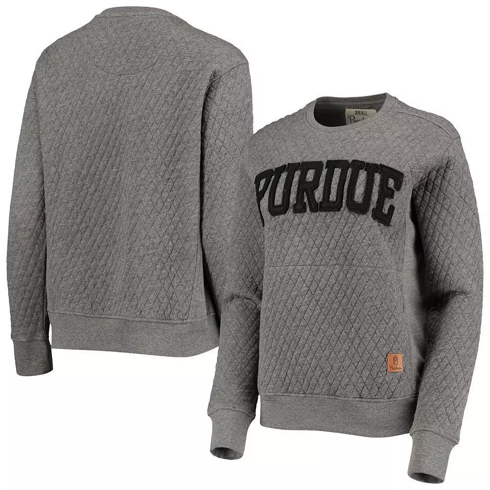Women's Pressbox Heather Charcoal Purdue Boilermakers Moose Quilted Pullover Sweatshirt, Size: Medium, Grey Product Image