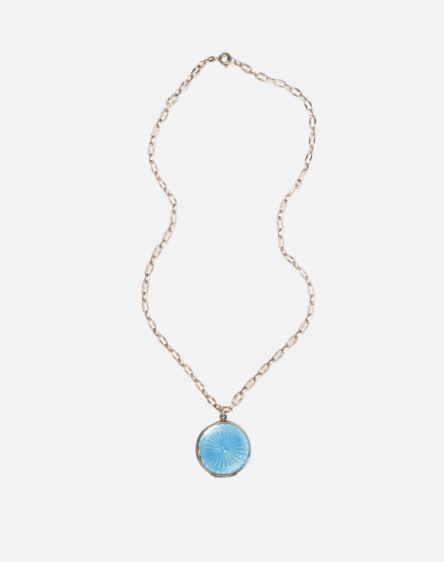 40s Sterling Guilloche Locket Necklace Female Product Image