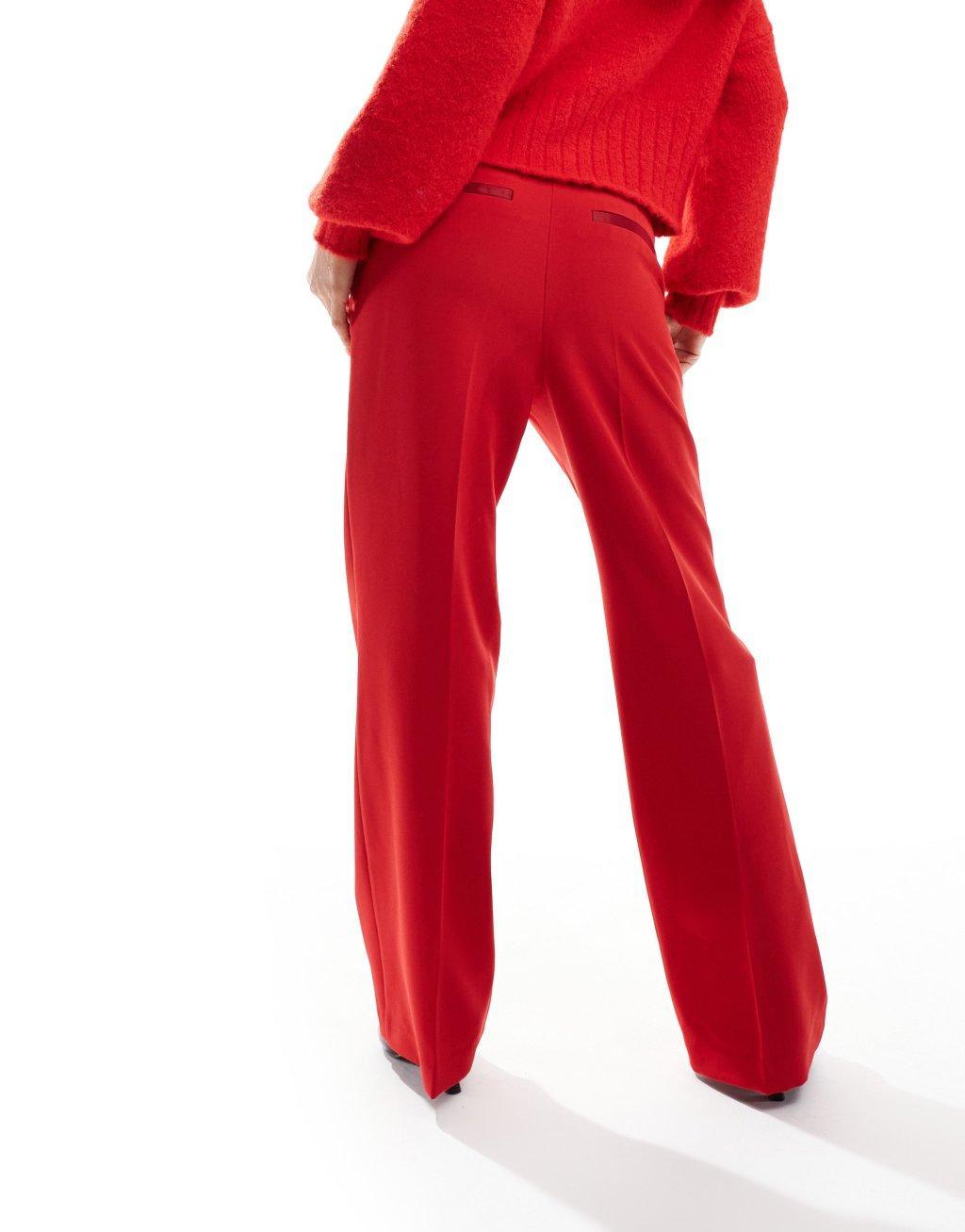 ASOS DESIGN straight leg tailored tux pants in red - part of a set Product Image