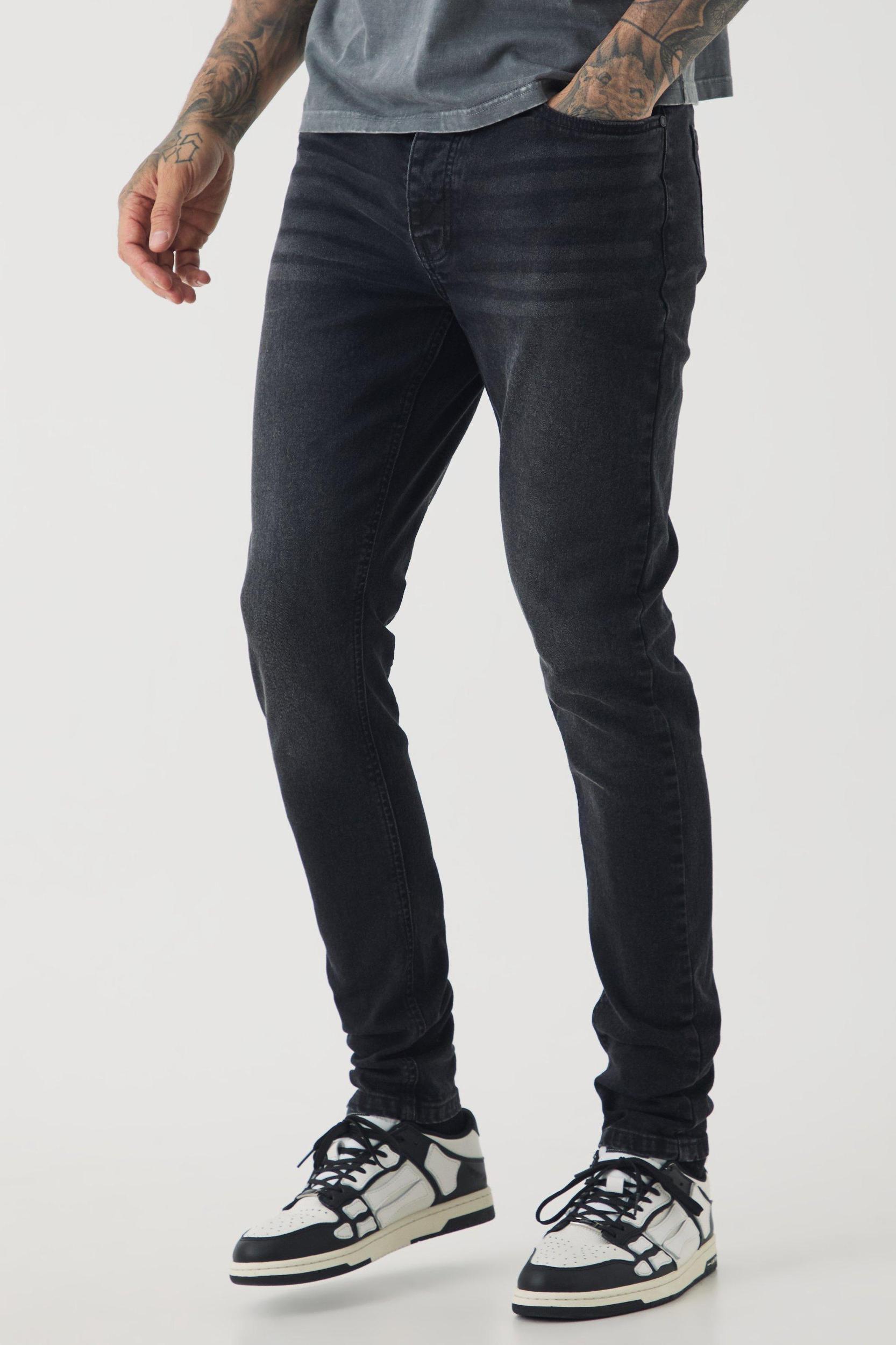 Mens Tall Skinny Stretch Jeans - Black Product Image