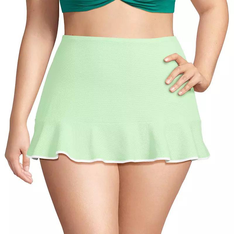 Plus Size Lands' End Pique Ruffle Hem Mini Swim Bottoms, Women's, Size: 20 W, Orange Mist White Product Image