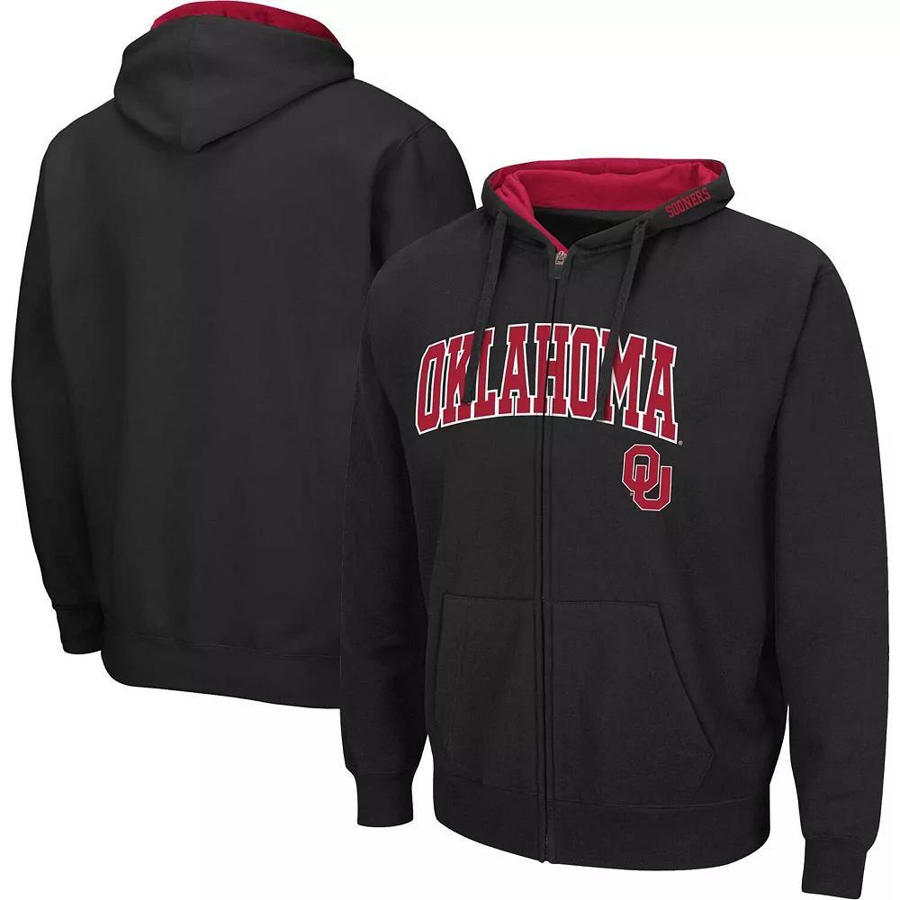 Men's Colosseum Black Oklahoma Sooners Arch & Team Logo 3.0 Full-Zip Hoodie, Size: Small Product Image