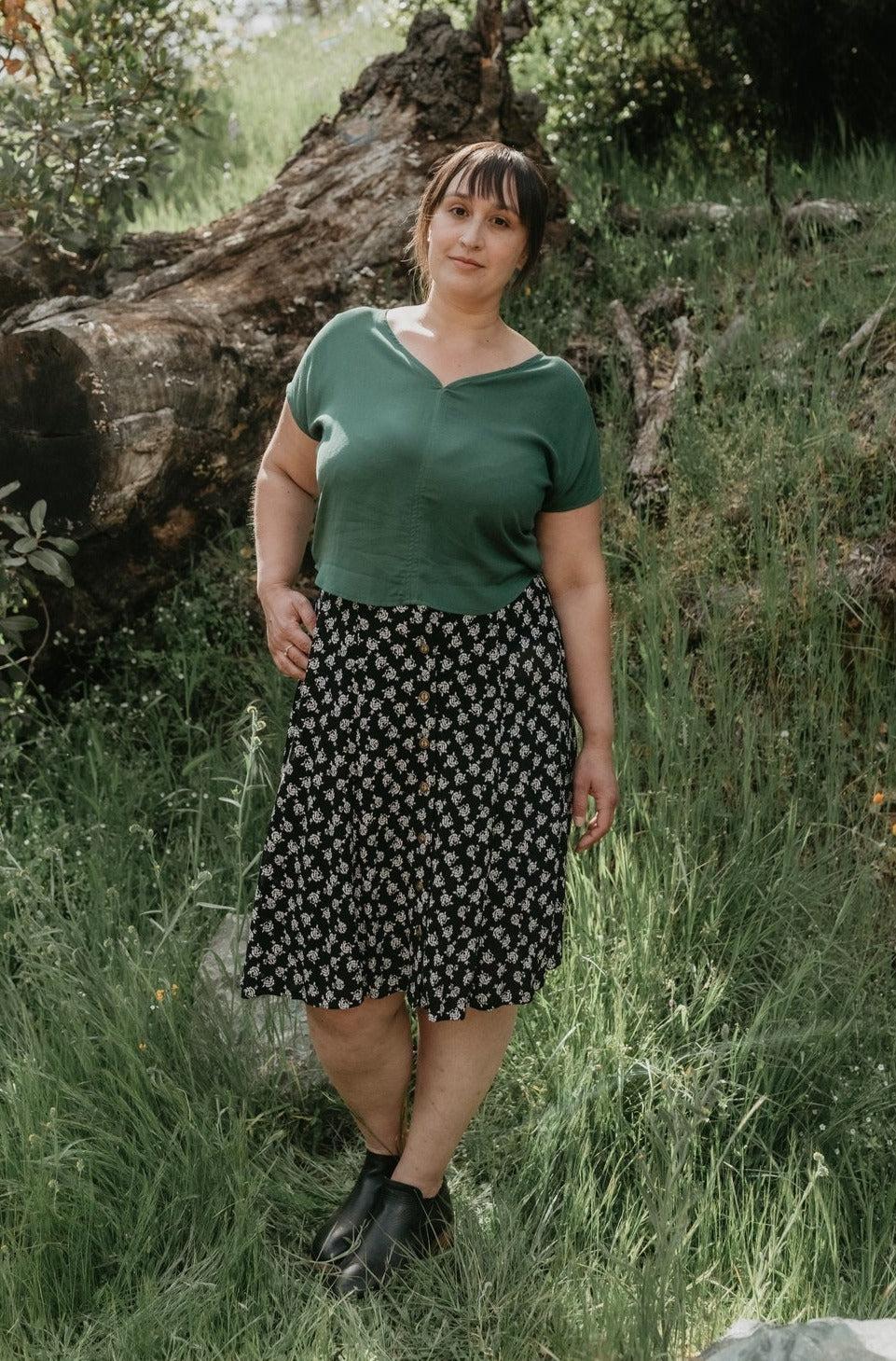 Dolman Top in Emerald Challis Product Image
