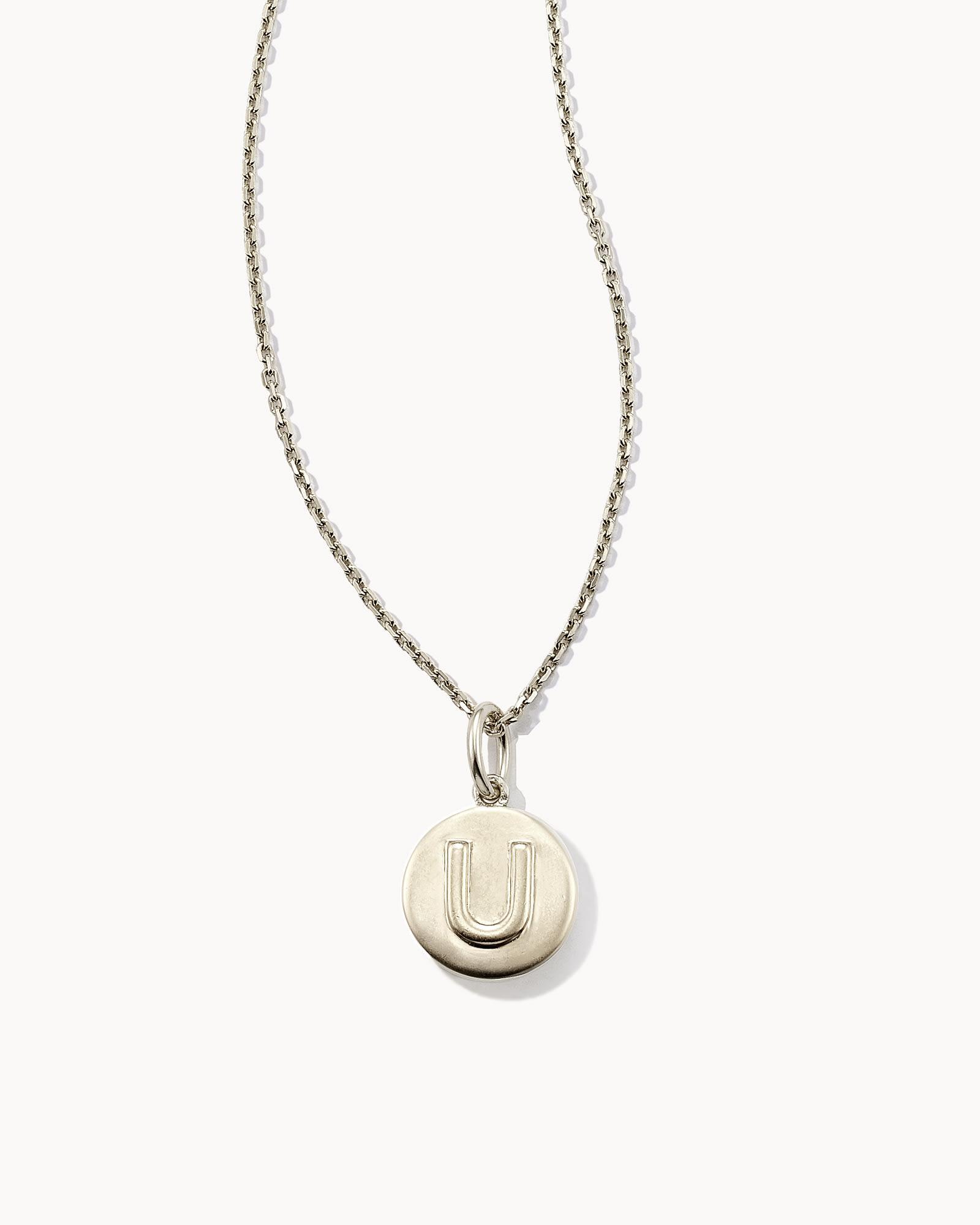 Kendra Scott Letter Q Coin Pendant Necklace in Oxidized Sterling Silver | Metal Product Image